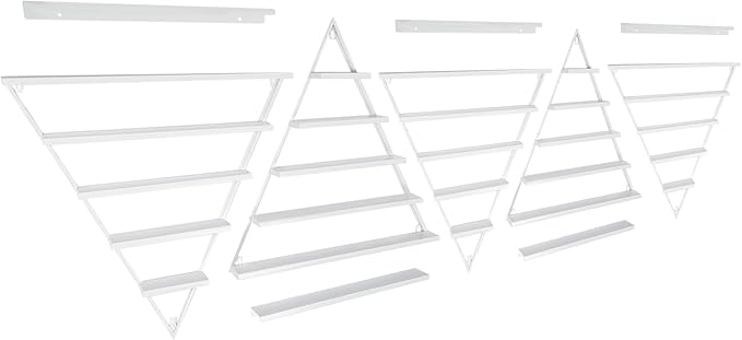 5 Pack Nail Polish Organizer Shelf Wall Mounted 5 Tiers Nail Polish Display Rack Shelves for Salon, Beauty Shop & Home Organization (White)