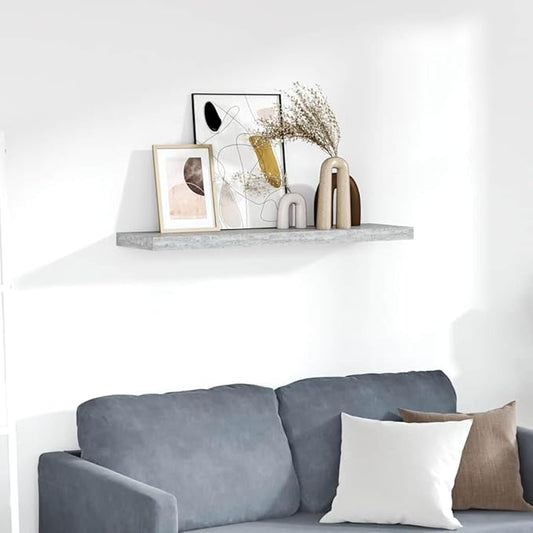 35.4 Inch Floating Wall Shelf, Modern Gray Honeycomb MDF Wall Mounted Storage Shelf, Heavy Duty Display Ledge for Living Room, Bedroom, and Office Decor