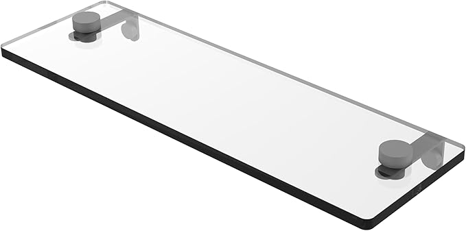 Allied Brass NS-1/16-GYM 16 Inch Glass Vanity Beveled Edges Shelf, Matte Gray