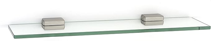 Alno Cube Series 18" Glass Shelf with Brackets - Polished Brass / No Lacquer