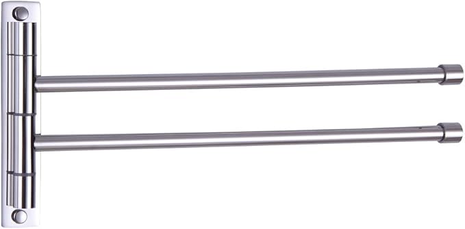 GERZWY Bath Towel Rack Hanger Towel Holder Organizer Bathroom Swing Arm Towel Bars 2-Arm Wall Mount Stainless Steel Polished Finish