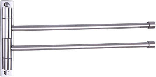 GERZWY Bath Towel Rack Hanger Towel Holder Organizer Bathroom Swing Arm Towel Bars 2-Arm Wall Mount Stainless Steel Polished Finish