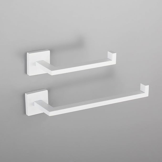 GERZWY Bathroom 2-Piece Bathroom Hardware Set Stainless Steel - Towel Ring Toilet Paper Holder, White