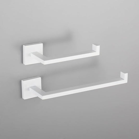 GERZWY Bathroom 2-Piece Bathroom Hardware Set Stainless Steel - Towel Ring Toilet Paper Holder, White