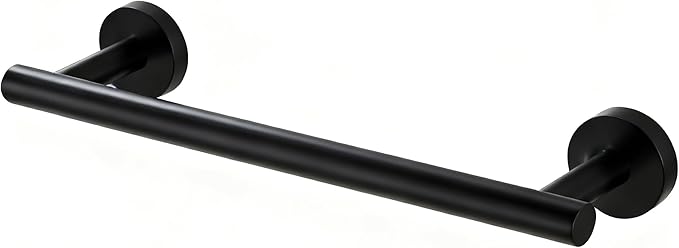 SEIDO Towel Holder with 9.6" Usable Length, 304 Stainless Steel Black Towel Bar for Bathroom Wall, One-Piece Towel Racks for Bathroom Without Assembly, 12 Inch, Matte Black