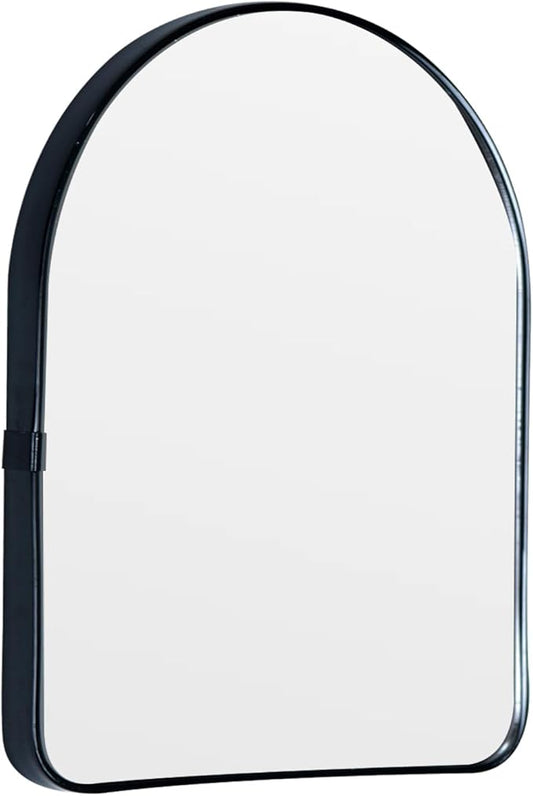 Funly mee Arched Wall Mirror, Wall-Mounted Plastic Mirror, for Bathroom and Vanity (Black, 11.8 x 15.8)