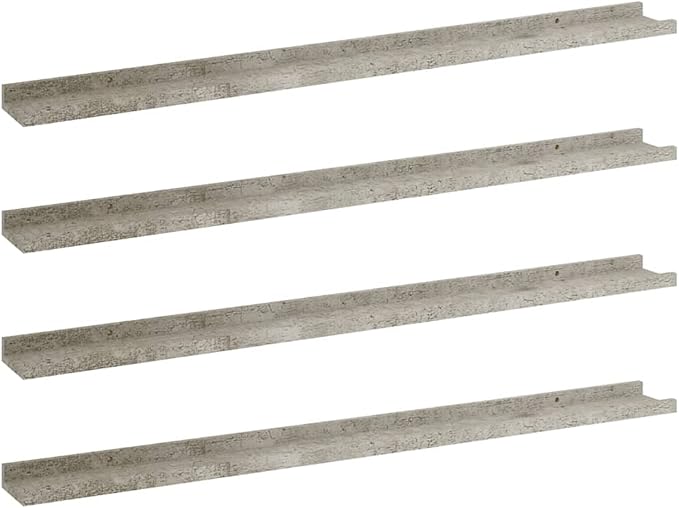 Wall Shelves 4 Pack Industrial Concrete Gray Floating for Living Room Kitchen Decor, 39.4x3.5x1.2 Inches MDF Storage Shelves with 11lb Capacity Each, Easy to Install and Clean
