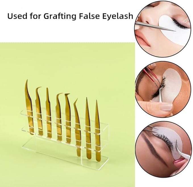 Acrylic Tweezers Holder, 8 Holes Tweezers Stand Display Organizer for Eyelash Extension Supplies Accessories Grafting Beauty Tools (8 Holes Transparent)
