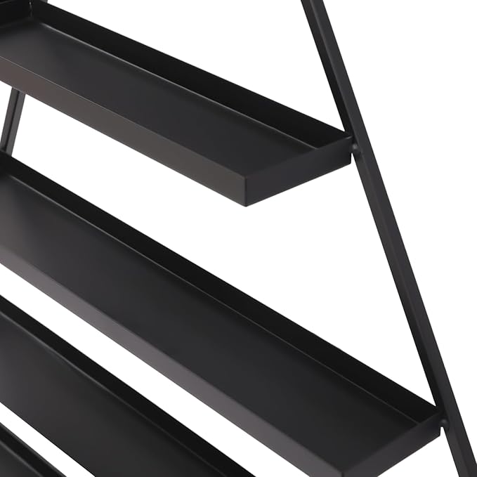 5 Tier Wall-Mounted Metal Nail Polish Display Rack,Simple Triangular Storage Shelves,Essential Oil and Perfume Organizers,Cosmetic Display Cases for Home Spa Nail Salon Shop (Black)