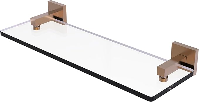 Allied Brass MT-1-16-BBR Montero Collection 16 Inch Glass Vanity Beveled Edges Shelf, Brushed Bronze