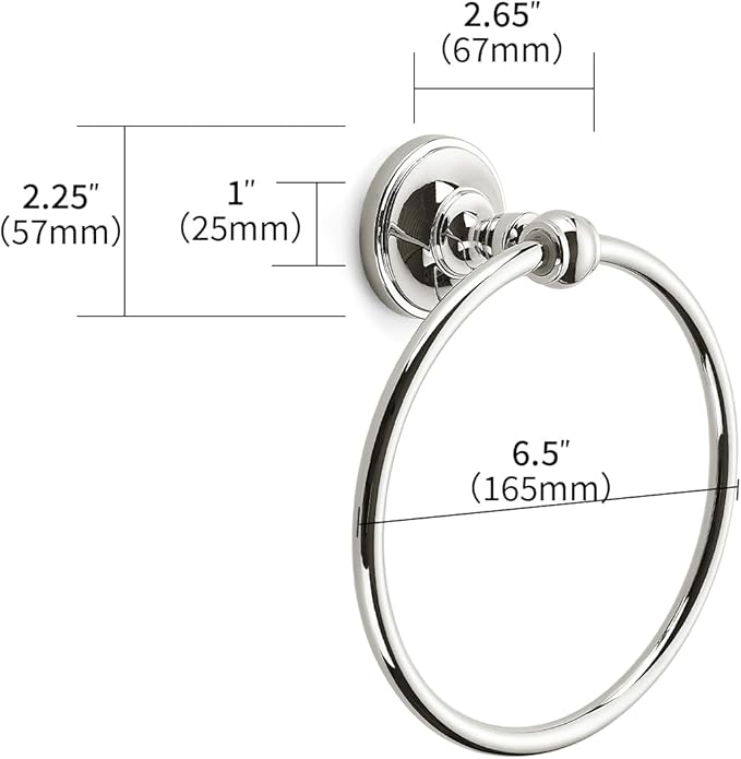 khtumeware 1 Pack Vibrant Polished Nickel Bath Towel Ring, Bathroom Hardware Accessories Heavy-Duty Hand Towel Holder for Bathroom, Modern Round Towel Hanger Wall Mounted