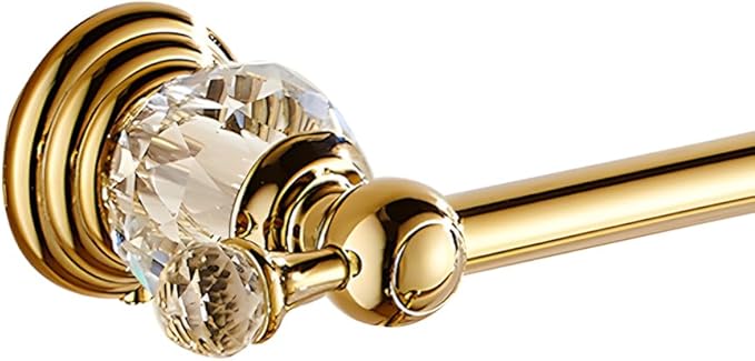 Crystal Gold Towel Bar, Gold Adjustable Bathroom Towel Holder Bar, Golden Single Towel Rack Hanger Home Towel Holder Rod for Bathroom Wall Mounted Bathroom Accessory