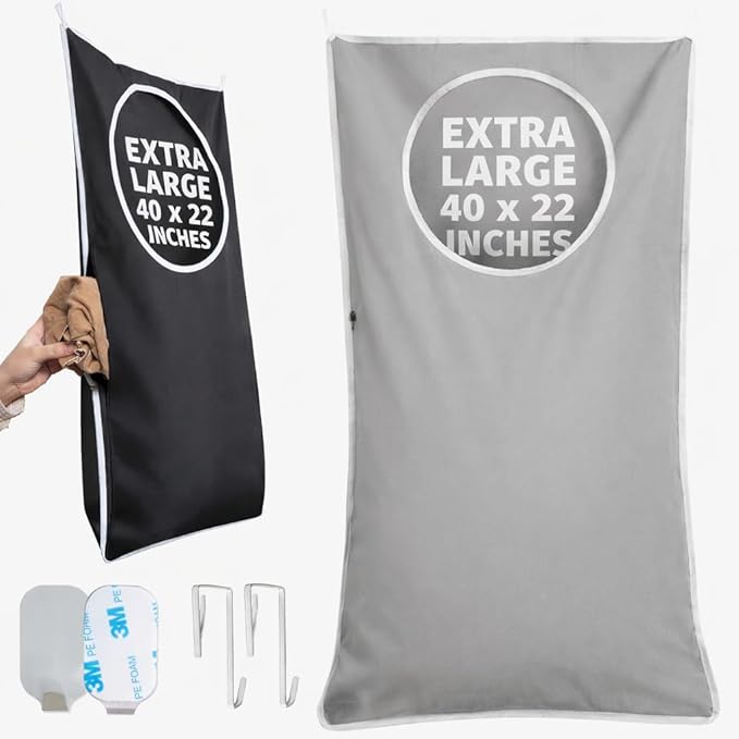 Hanging Laundry Hamper Bag XL 40x22", Space Saving over the Door Storage Bags, Behind the Door Hampers for Dirty Clothes & Wall Mounted Basket for Bathroom