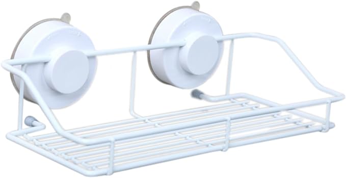 WOONEKY Ergonomic Bathroom Shelves Wall-Mounted Rack Sturdy Wire Organizer Suction Cup Collector Easy to Clean for Home