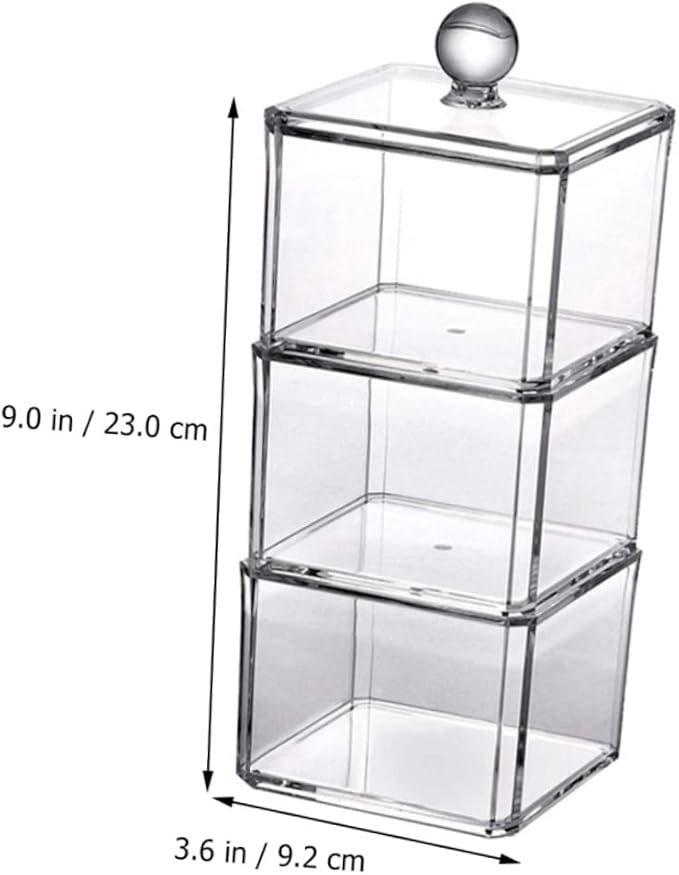 Holibanna Clear Makeup Remover Storage Box with Lid Acrylic Cotton Pad Organizer for Bathroom Vanity and Cosmetic Display Case 9.05X3.62X3.62 Inches
