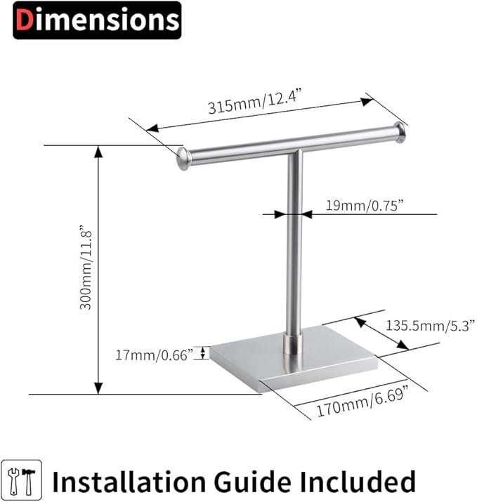 Hand Towel Holder Stand Modern Tree Rack Free Standing for Countertop, SUS 304 Stainless Steel Brushed Finished DZY011-LS