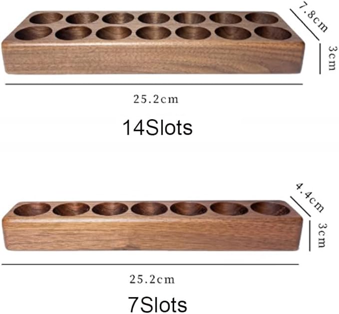 Wooden 7/14 Slots Essential Oil Organizer, Nail Polish Shelf, Durable wood Makeup Display Stand, Makeup Storage Rack for Tabletop Essential Oils Perfume Rack for 10-20ml Bottles (14 Slots)