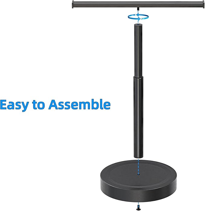 Hand Towel Stand, Stainless Steel Hand Towel Holder Rack for Bathroom Countertop, 16.5Inch Adjustable Retractable T-Shape Free Standing Hand Towel Rack for Bathroom Kitchen Countertop, Matte Black