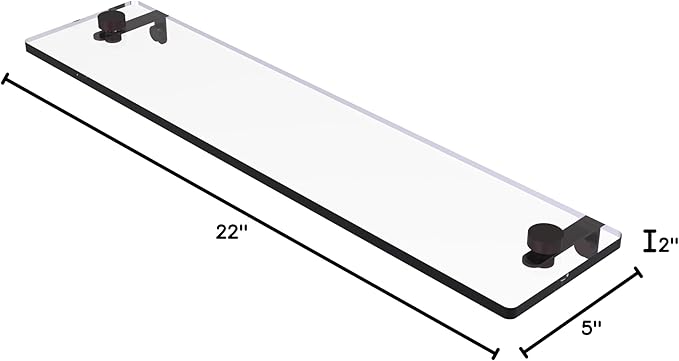 Allied Brass NS-1/22 22 Inch Vanity Beveled Edges Glass Shelf, Antique Bronze