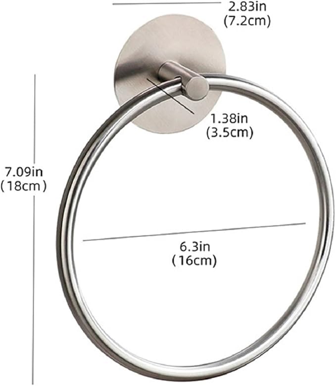 Towel Ring Self Adhesive No Drill Hand Modern Towel Holder for Bathroom SUS 304 Stainless Steel Brushed Nickel(Silvery)