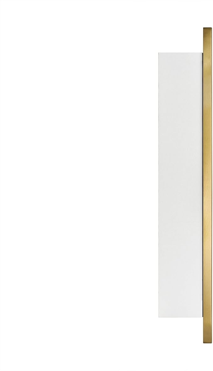 TEHOME 17.5'' x 29'' Brushed Gold Recessed and Surface Mount Bathroom Medicine Cabinet with Mirror Brushed Gold Square Cornered Metal Framed Rounded Rectangle Medicine Cabinet Mirror