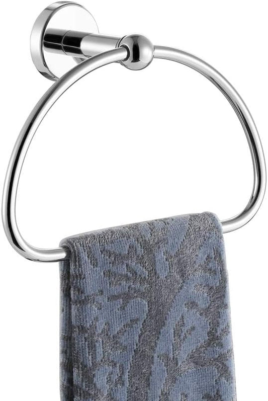 JQK Chrome Towel Ring, Stainless Steel Half Ring Towel Holder for Bathroom, 7 Inch Polished Chrome Wall Mount, TR160-CH