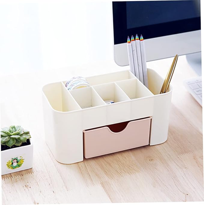 Cosmetic Organisers, Makeup Organizer Stackable Cosmetic Storage with Drawers Vanity Table Bathroom Countertop Office Desk Organizer for Pens Jewelry Display (Pink)