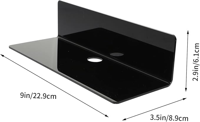 PRETYZOOM 2pcs Wall-Mounted Bathroom Storage Rack Black Acrylic L-Shaped Shelves Waterproof Decorative Shelf for Toilet and Bathroom Organization