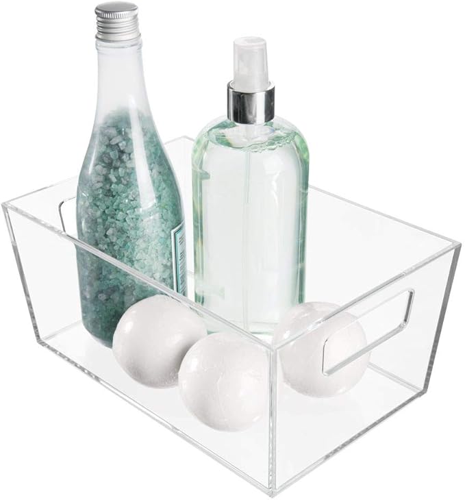 iDesign Clarity Wall Mount Nail Polish Storage Rack with 3 Shelves for Bathroom, Vanity, Closet, Bedroom, Set of 1, Bin-Small