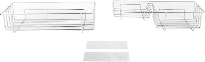 Floating Shelves for Wall, 2PCS Set Iron Bathroom Shelves Over Toilet, Multifunctional Wall Mounted Hanging Shelves, Bathroom Floating Shelves for Kitchen, Bathroom, Living Room