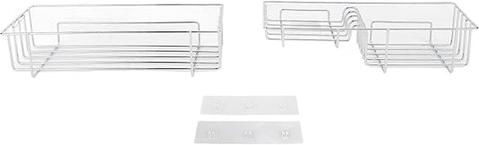 2PCS Set Toilet ing Shelf, Bathroom ing Shelf, Wall Mounted Bathroom with Adhesive, Multifunctional Iron Wall for ing STO, Space