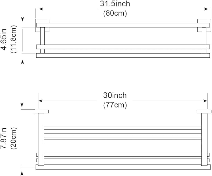 Towel Rack with Shelf 32 Inch Double Towel Racks for Bathroom Brushed Nickel Bath Towel Holder SUS304 Stainless Steel Towel Rack Wall Mounted Modern Towel Hanger