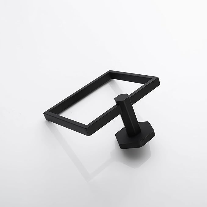 GERZWY SUS 304 Stainless Steel Hand Towel Holder Matte Black Modern Bathroom Towel Ring Wall Mounted