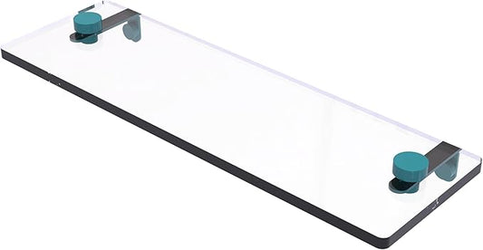 Allied Brass NS-1/16-GLT 16 Inch Glass Vanity Shelf with Beveled Edges, Glokzin Teal