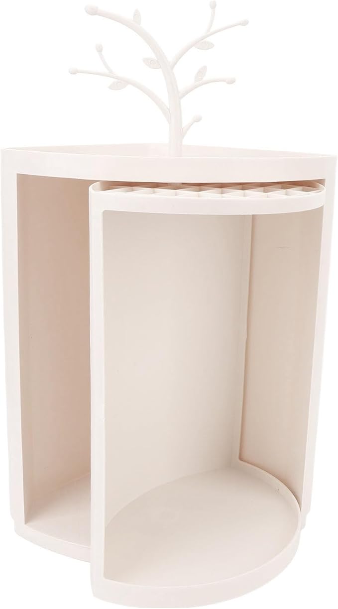 Fdit Corner Countertop Storage Shelf for Bathroom Kitchen, PP Cabinet 360° Rotatable, Space Saving Organizer Stand, Design, High Load Capacity