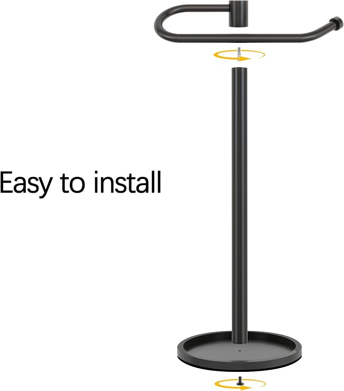 Hand Towel Holder Stand, Matte Black Standing Towel Racks for Bathroom, Stainless Steel Free Standing Towel Rack, Towel Bar Kitchen Vanity Countertops Decor
