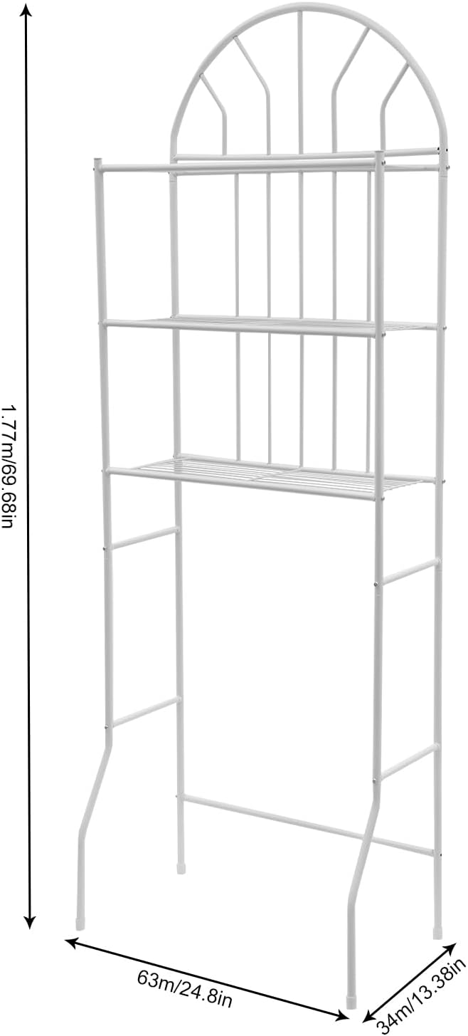 3-Tier Over The Toilet Storage Shelf, Freestanding Behind Toilet Bathroom Organizer Toilet Shelf Rack with Shelves for Toiletries Bathroom Laundry Restroom, White