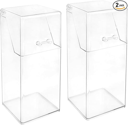 2Pcs Acrylic Makeup Brush Organizer with Lid, Clear Makeup Brush Holders Brush Storage Dust Proof Box Makeup Organizer for Dressing Tables and Vanity