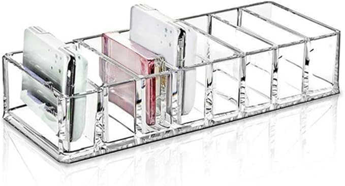 Acrylic Makeup Organizer Lipstick Holder, 8 Slots Clear Cosmetic Makeup Storage Organizer for Lipstick, Brushes, Highlighters, Eyeshadow, Bottles