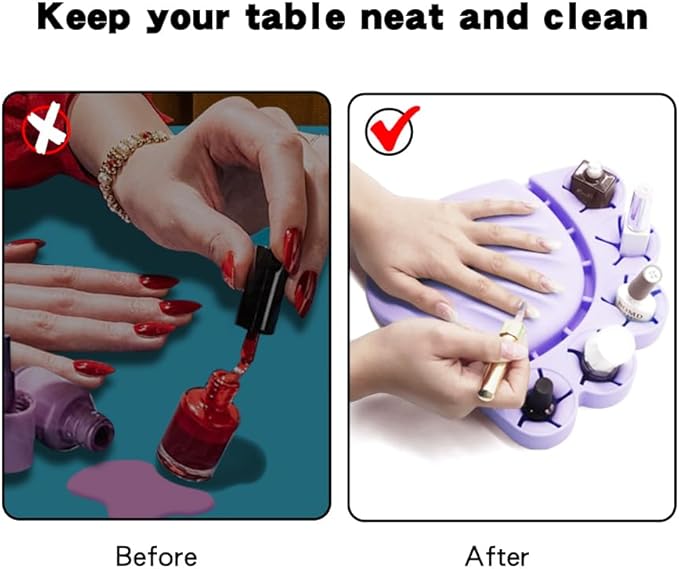 Anti Spill Free Tilt Nail Polish Bottle Holder, Home Fingernail Polish Stand Arm Rest Pad,Art Tool Nail Paint Tech Mat Polish Bottle Organizer Manicure Accessories