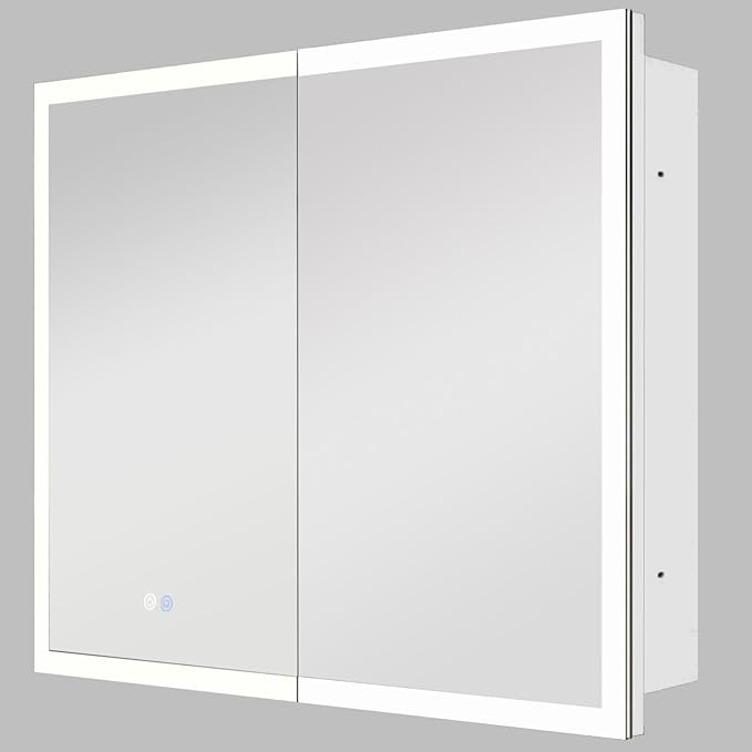 Medicine Cabinet with Led, 26X32 Inch Lighted Medicine Cabinet with Anti-Fog Mirror, 3 Glass Shelves, Dimmable LED, Recessed or Surface Mount Bathroom Smart Mirror Cabinet