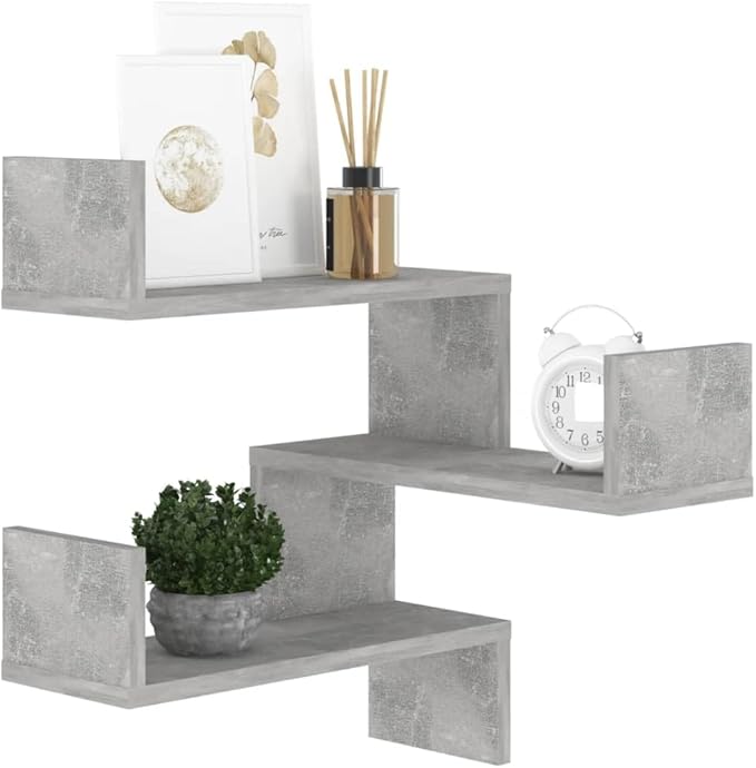 Wall Corner Shelf Concrete Gray 15.7x15.7x19.7 Inches Engineered Wood Floating Display Storage for Living Room Kitchen Bedroom Modern Decorative Organizer