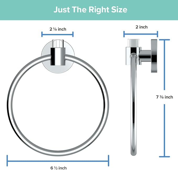 Gatco 5712 Clarion Towel Ring | Wall Mount Bathroom Hand Towel Holder, Modern Bathroom Accessory | Crystal-Clear Acrylic & Chrome Finish
