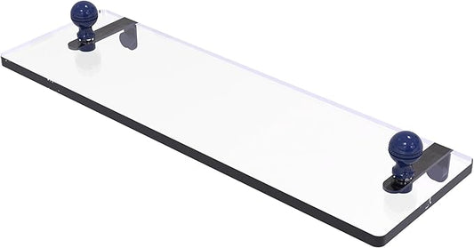 Allied Brass MA-1/16-MBL Mambo 16 Inch Glass Vanity Shelf with Beveled Edges, Mediterranean Blue