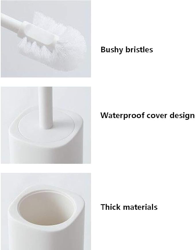 WFF Toilet Brush, Upright Plastic Brush and Stand with Lid for Bathroom Storage-Sturdy, Deep Cleaning