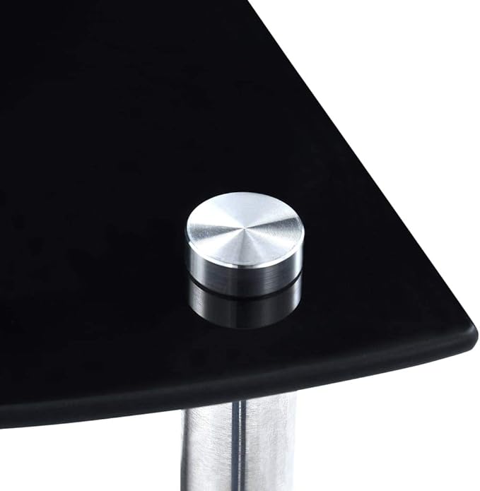 vidaXL Shelf Black Tempered glass, Stainless steel 11.8x11.8x39.4 in