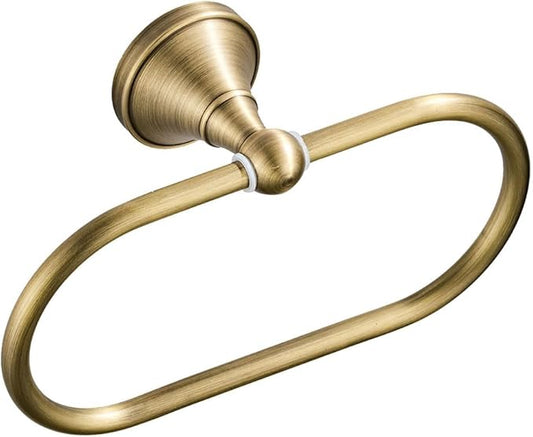 Antique Brass Oval Towel Ring 8.26'' /21cm Bathroom Towel Hanger Cabinet Towel Holder for Bathroom Kitchen Accessories Wall Mounted (Brush Bronze)