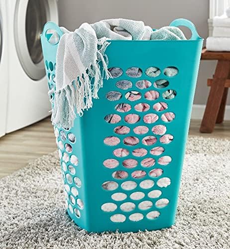 2 Pcs of Mainstays Flexible Square Teal Laundry Hamper, Great Laundry Basket 26 Inches(2-Pack)