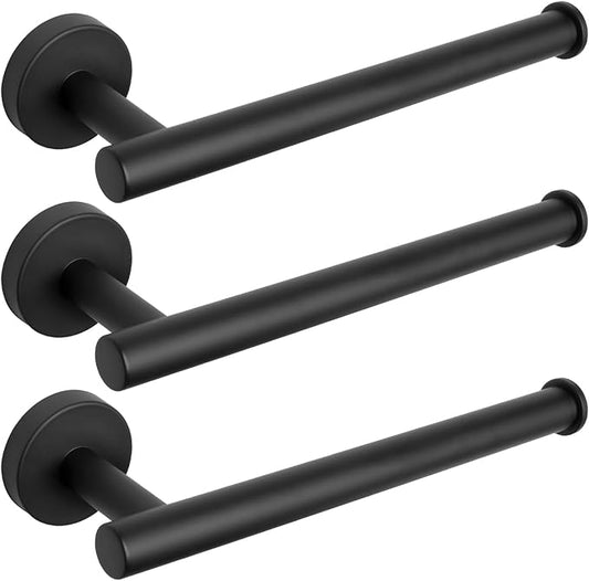 NearMoon Hand Towel Holder/Towel Ring, Thicken Stainless Steel Hand Towel Bar for Bathroom, Rustproof Wall Mounted Towel Rack, Contemporary Style Bath Accessories, 9 Inch (3 Pack, Matte Black)
