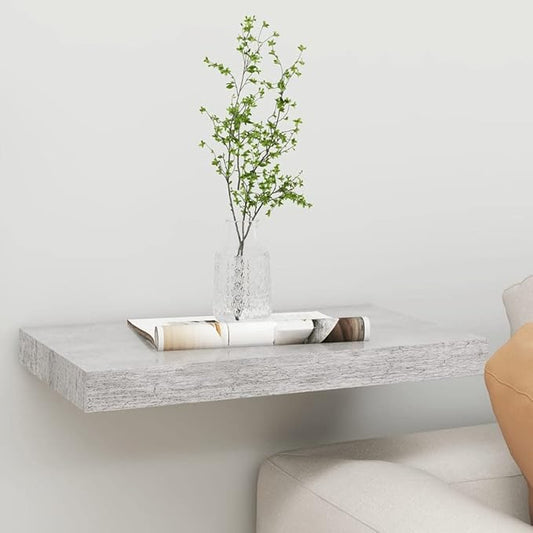 Floating Wall Shelf Concrete Gray 19.7x9.1x1.5 Invisible Mounting Display Rack for Living Room Bedroom Office Decor with 15lb Capacity